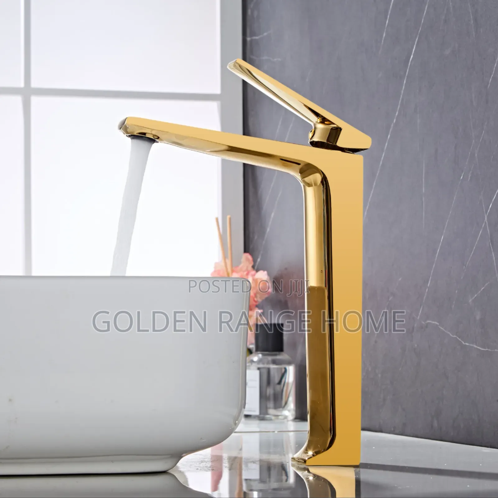 Long Gold Basin Mixer Faucet