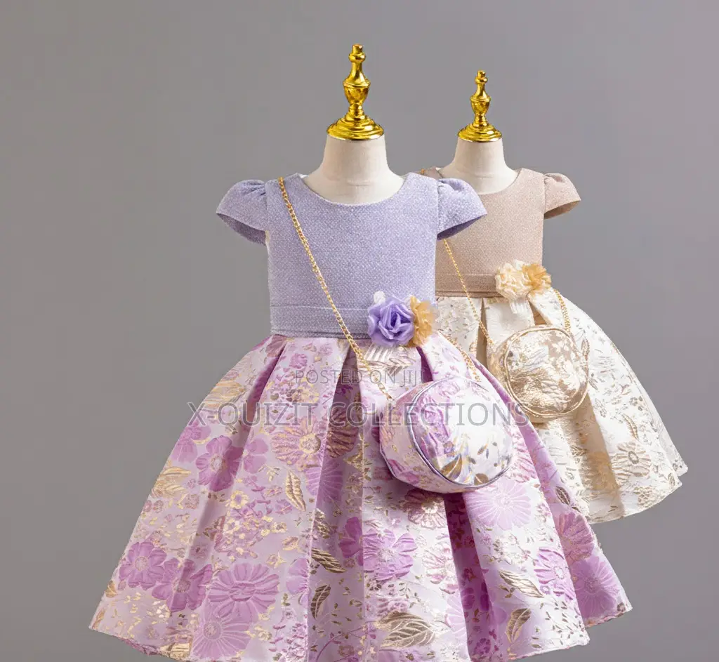 Girls’ Sparkle Bodice Brocade Dress and Bag (6y-10y)