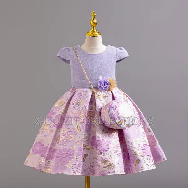 Girls’ Sparkle Bodice Brocade Dress and Bag (6y-10y)