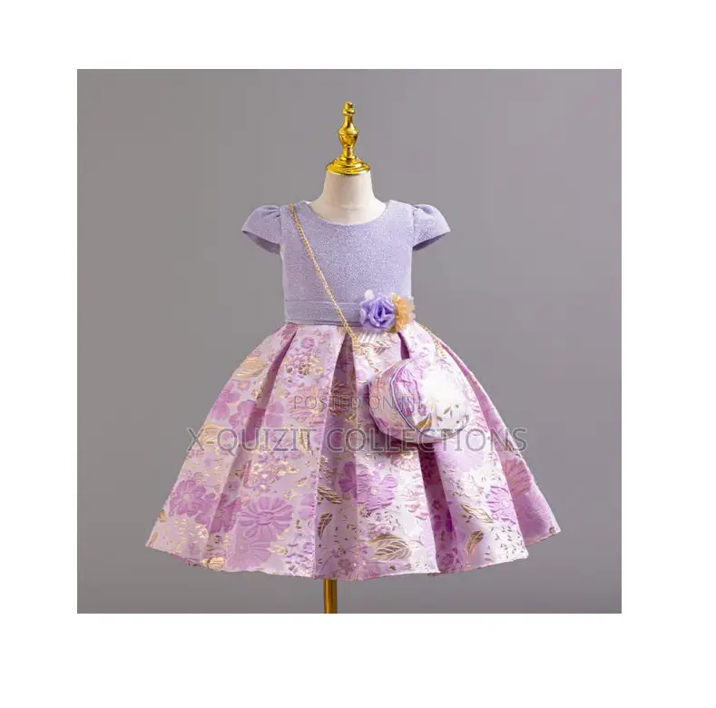 Girls’ Sparkle Bodice Brocade Dress and Bag (6y-10y)