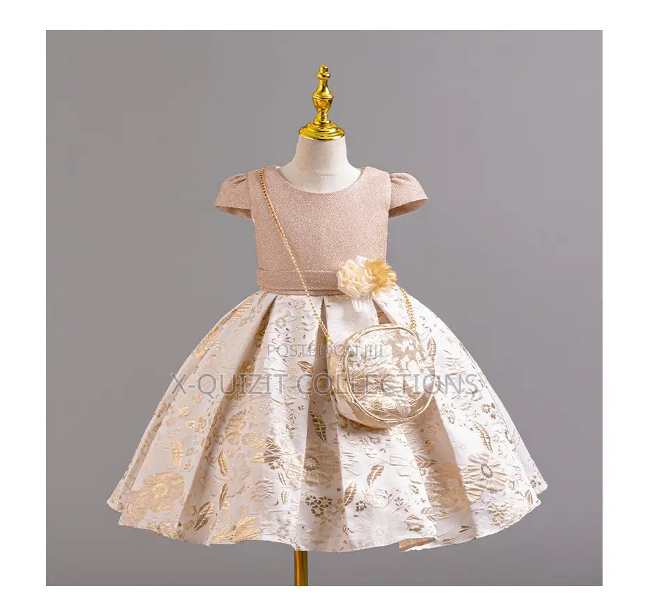 Girls’ Sparkle Bodice Brocade Dress and Bag (6y-10y)