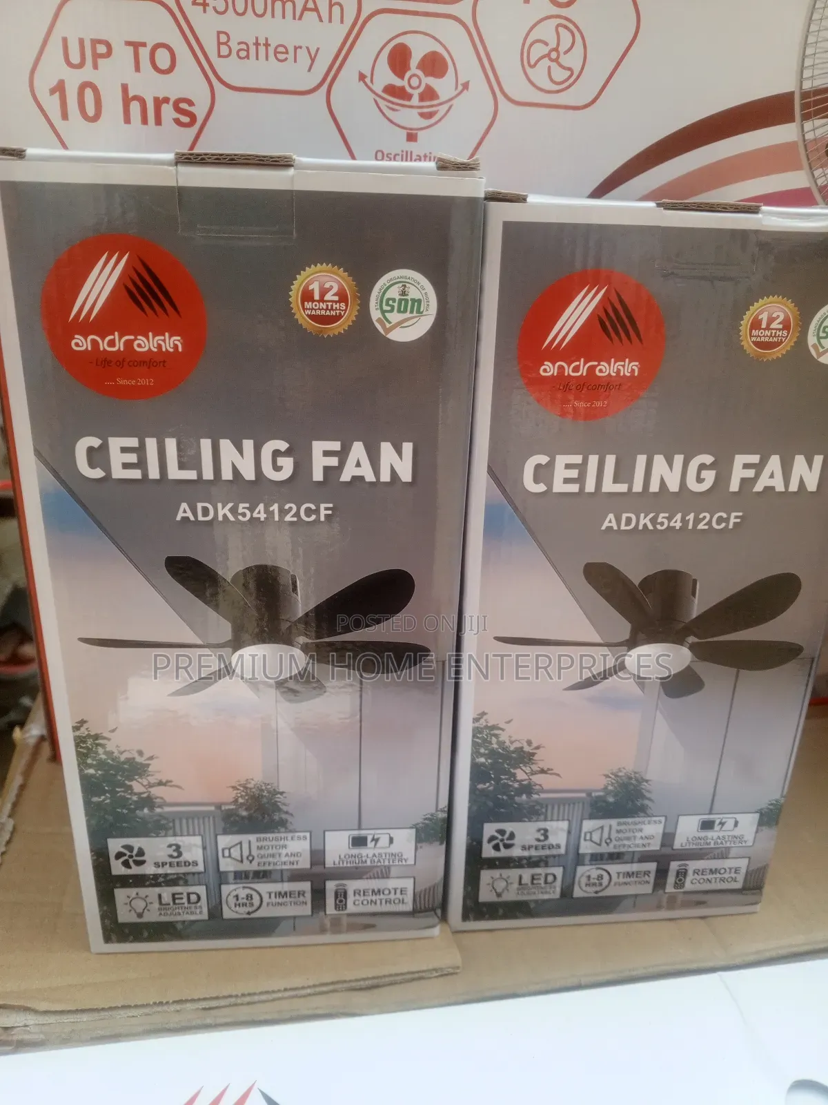 Andrakk Rechargeable Ceiling Fan With Remote Control