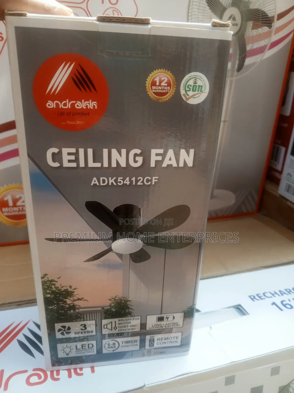 Andrakk Rechargeable Ceiling Fan With Remote Control