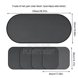5-piece Uv-resistant Car Sun Shade Set – Universal Fit Polyester Mesh