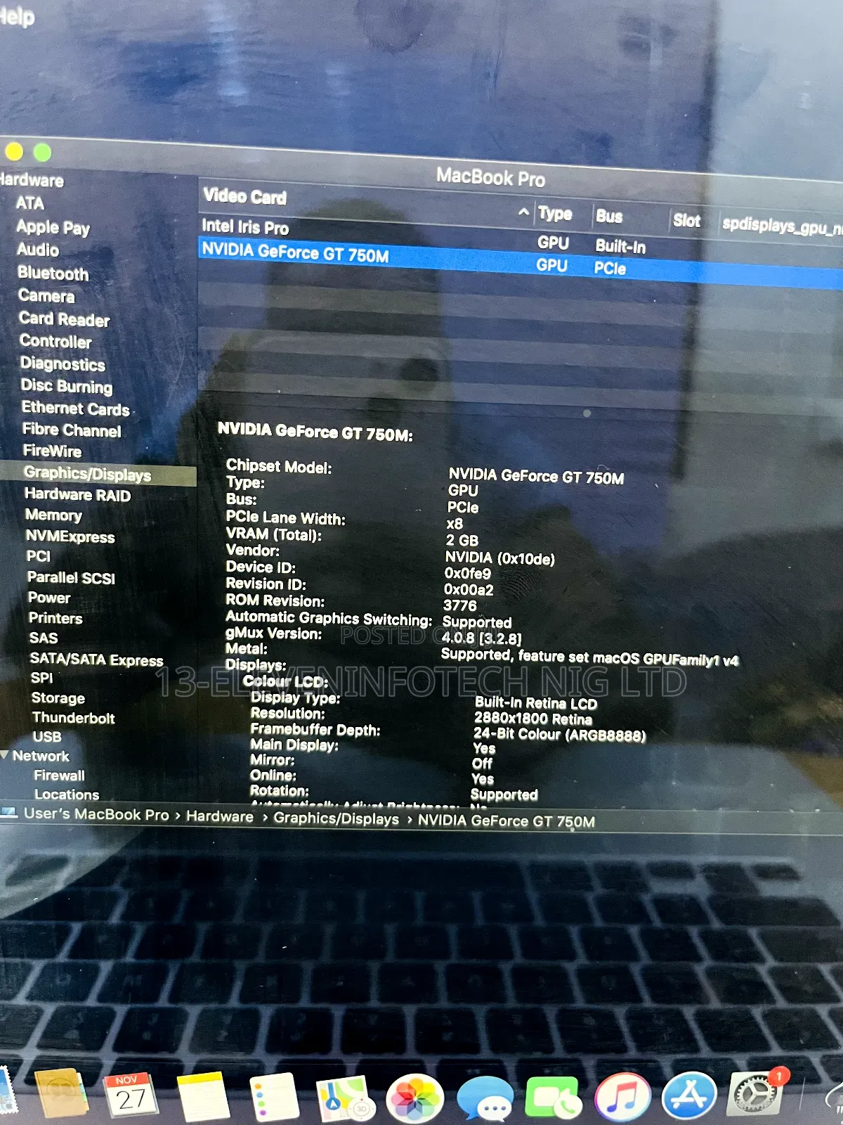 Laptop Apple MacBook Pro 2014 16GB Intel Core I7 SSD 512GB