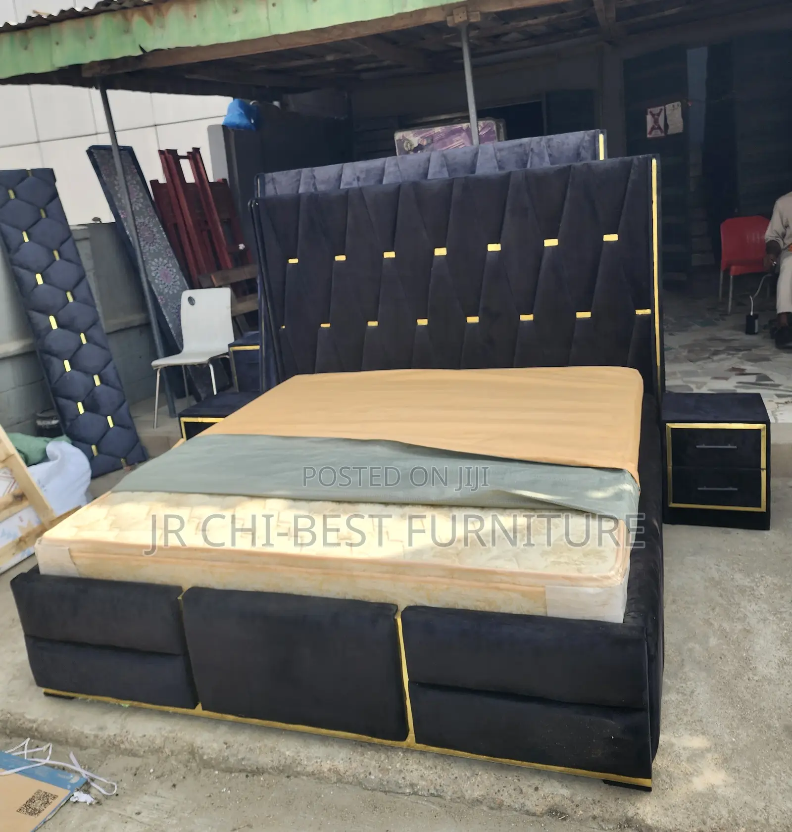 Precisely Detailed 6 by 6 Wooden Upholstery HDF Bedframe With Drawers