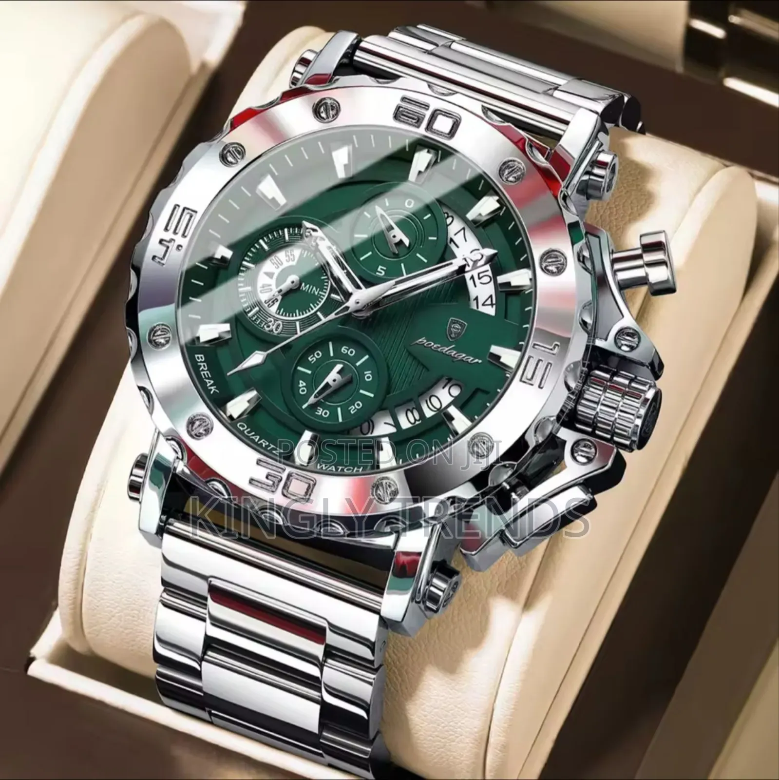 High Quality Poedagar Active Chronograph Chain Wristwatch