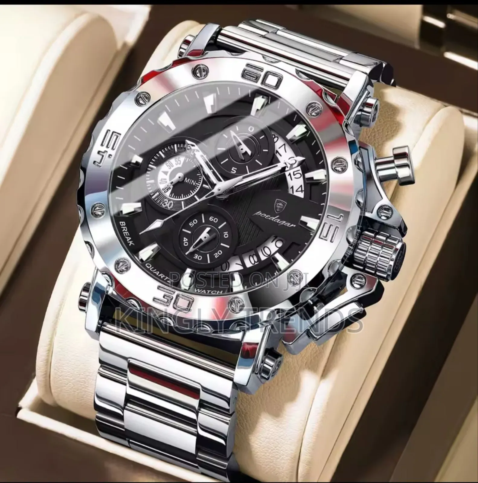 High Quality Poedagar Active Chronograph Chain Wristwatch