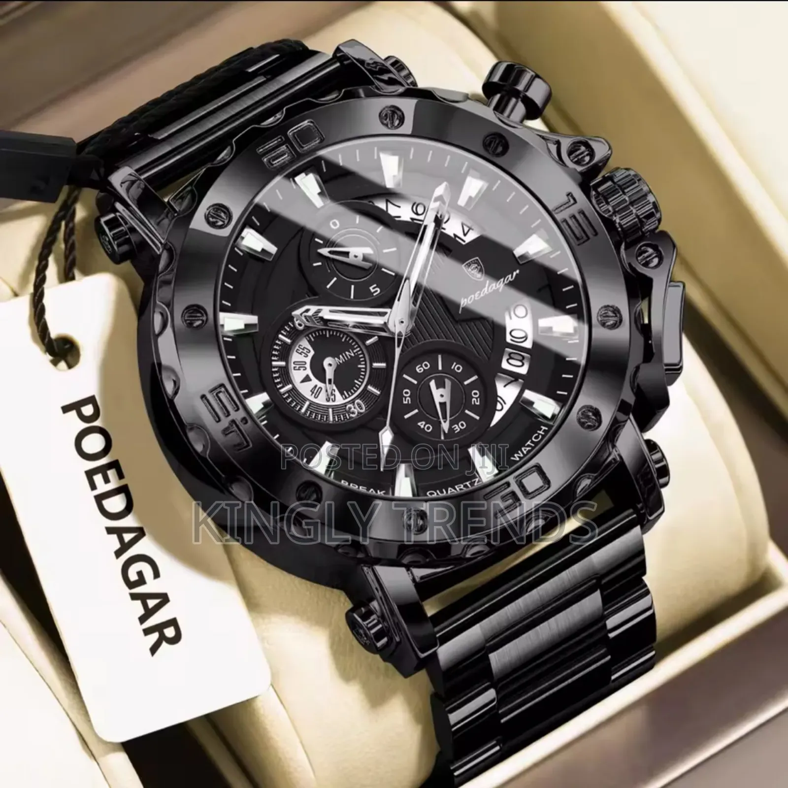 High Quality Poedagar Active Chronograph Chain Wristwatch