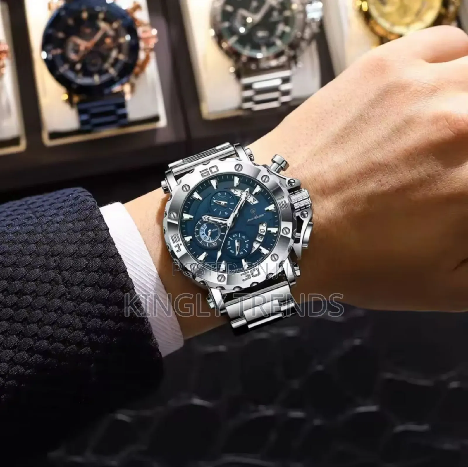 High Quality Poedagar Active Chronograph Chain Wristwatch