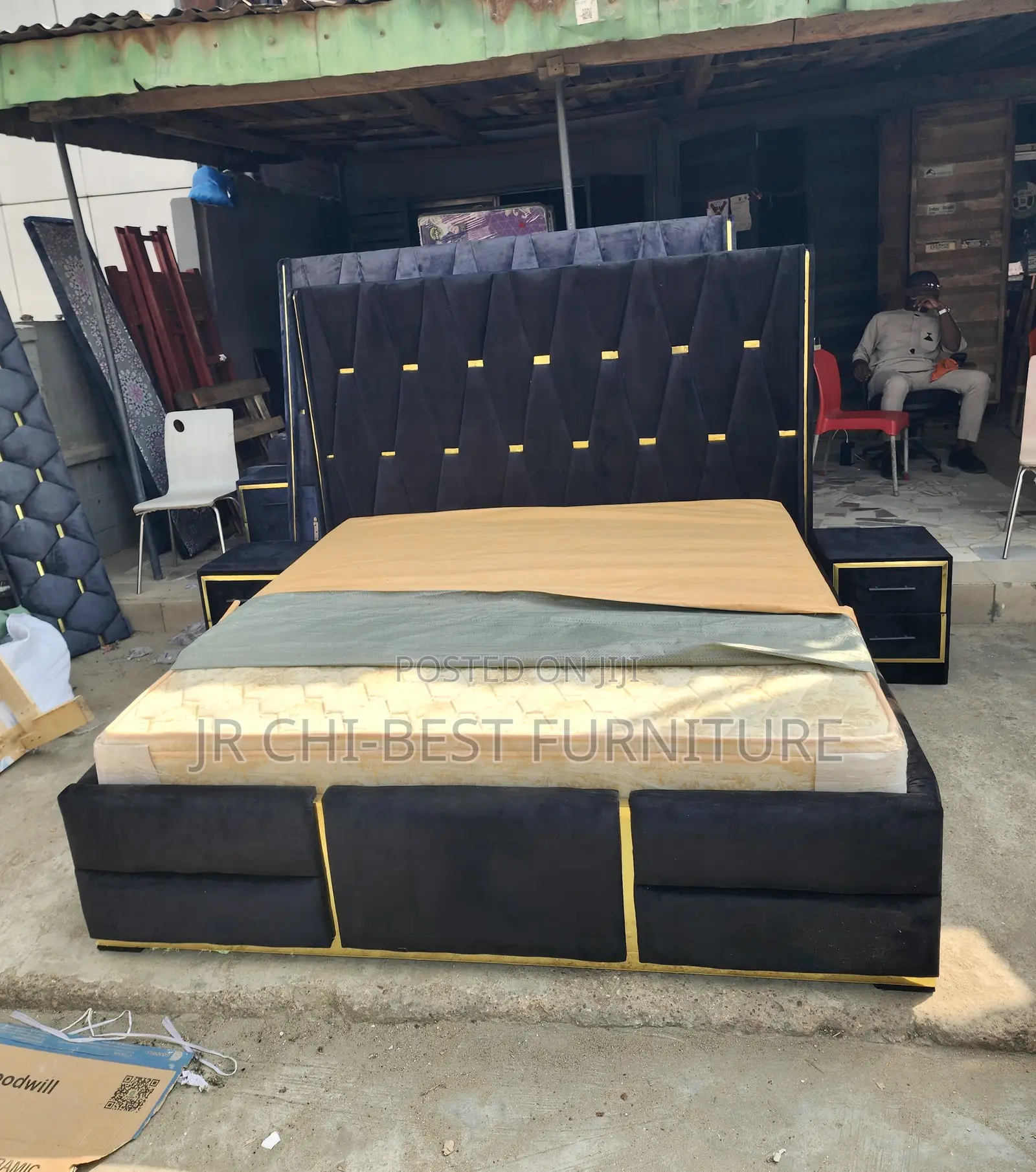 Homemade Unique Upholstery HDF Padded 6 by 6 Bedframe Set With Drawers