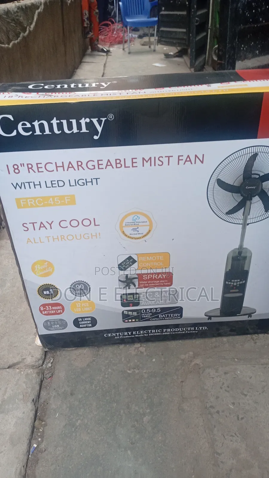 18inches Rechargeable Mist Fan Century