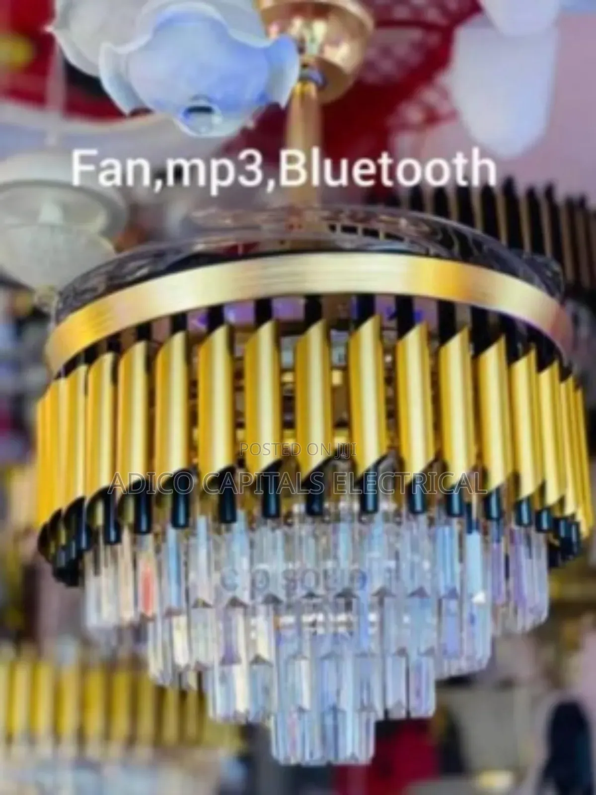 Chandelier With Rotatable Fan, Bluetooth Speaker
