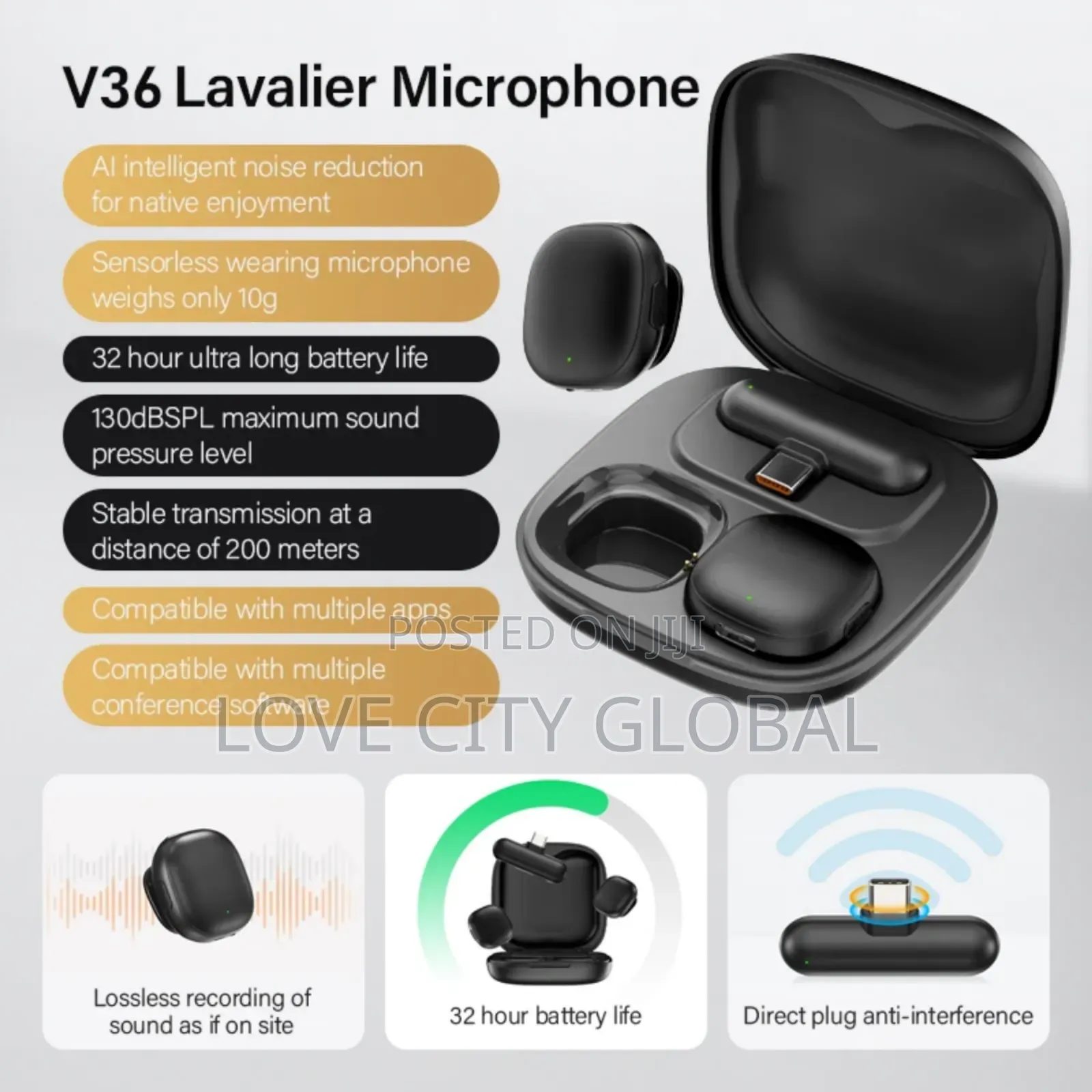 V36-2 Mini Ai Noise Cancelling 50m Microphone Magnetic Charging Case