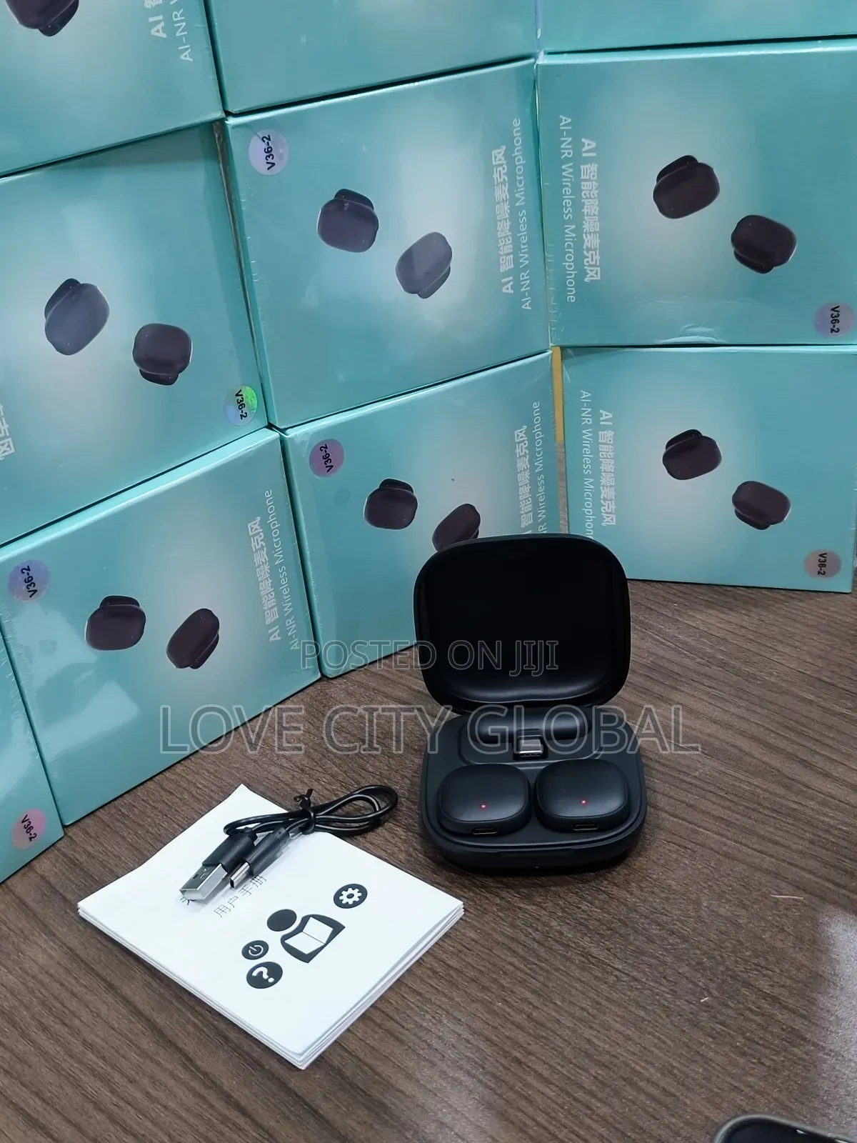 V36-2 Mini Ai Noise Cancelling 50m Microphone Magnetic Charging Case
