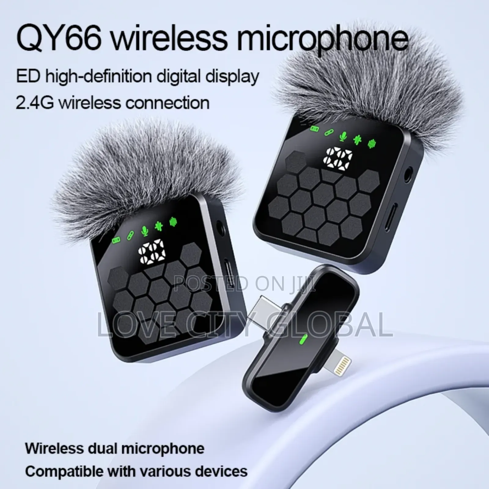 Qy66 Dual Anc 3in1 Lapel Microphone Led Display Phone,Type C Camera