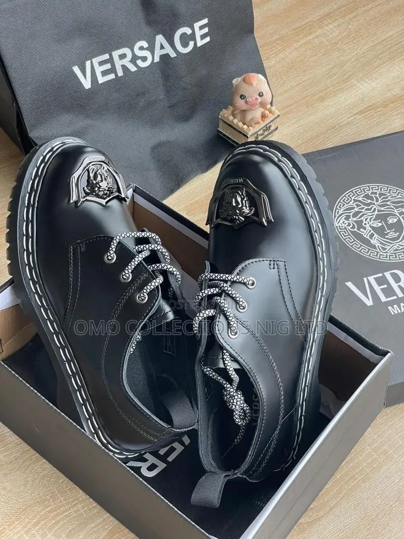 Luxury Versace Black Leather Men’S Shoes – Fully Boxed