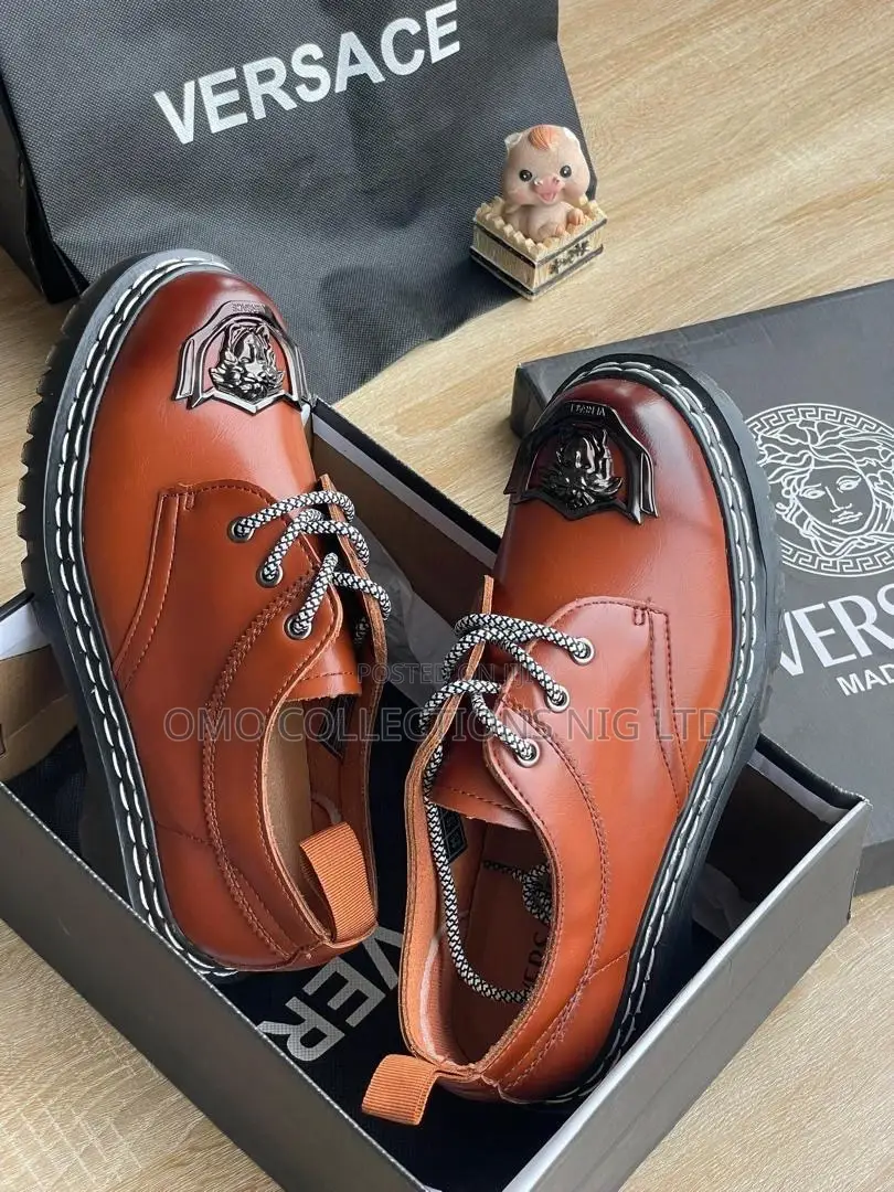 Luxury Versace Black Leather Men’S Shoes – Fully Boxed