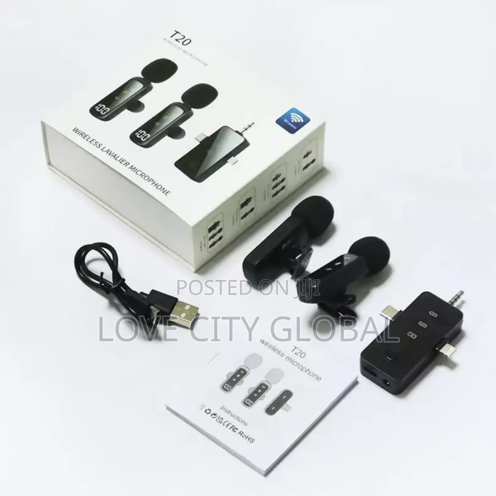 T20 Dual Anc Wireless Microphone Led Display for iPhone,Type C, Camera