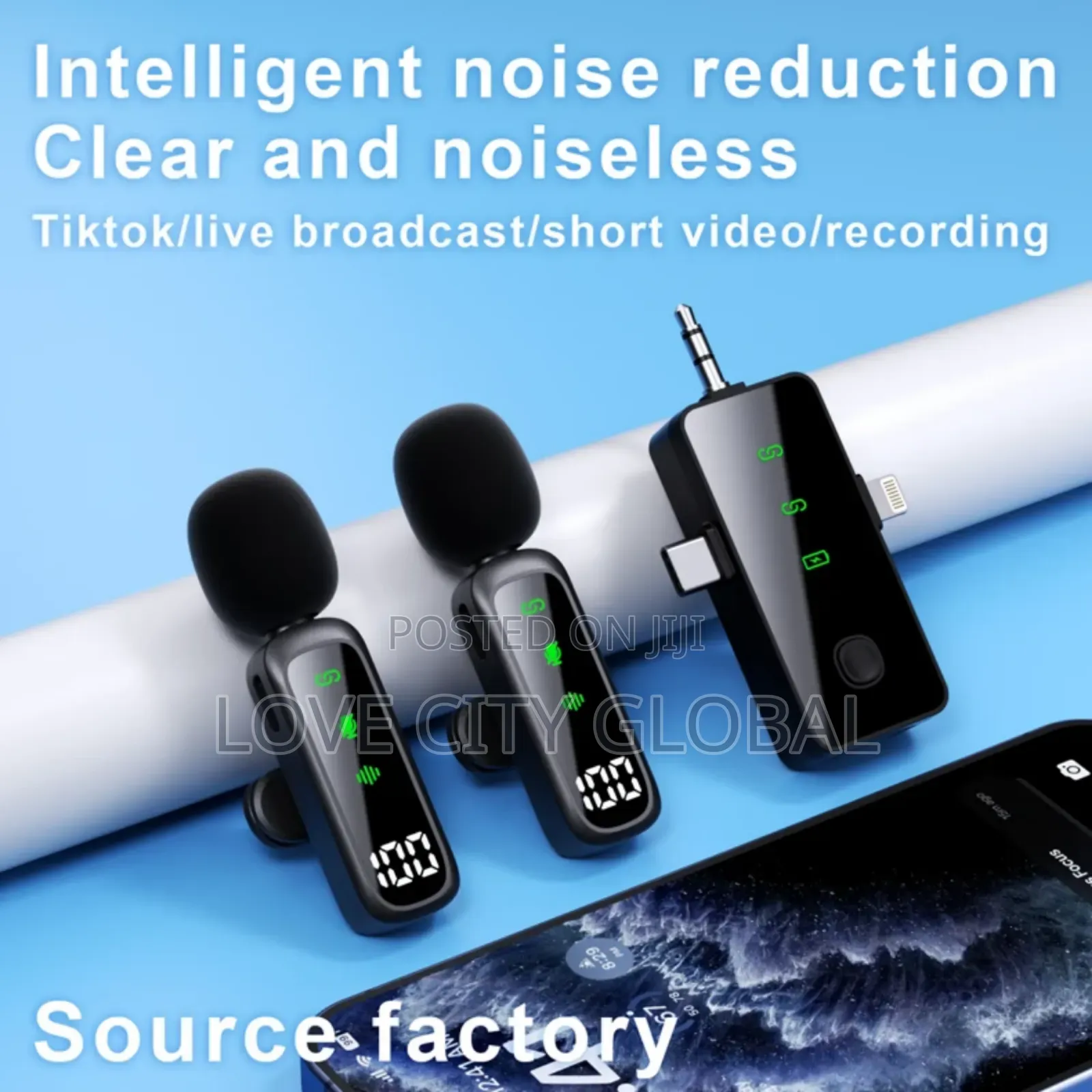 T20 Dual Anc Wireless Microphone Led Display for iPhone,Type C, Camera