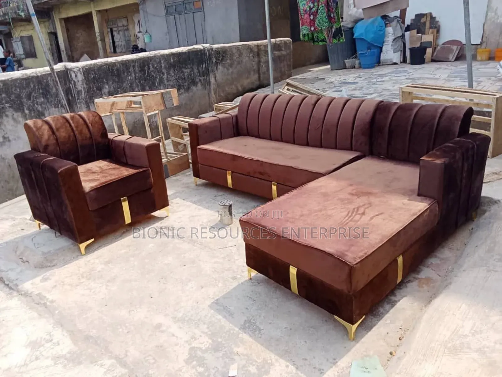 Brown L Shape Chairs Available