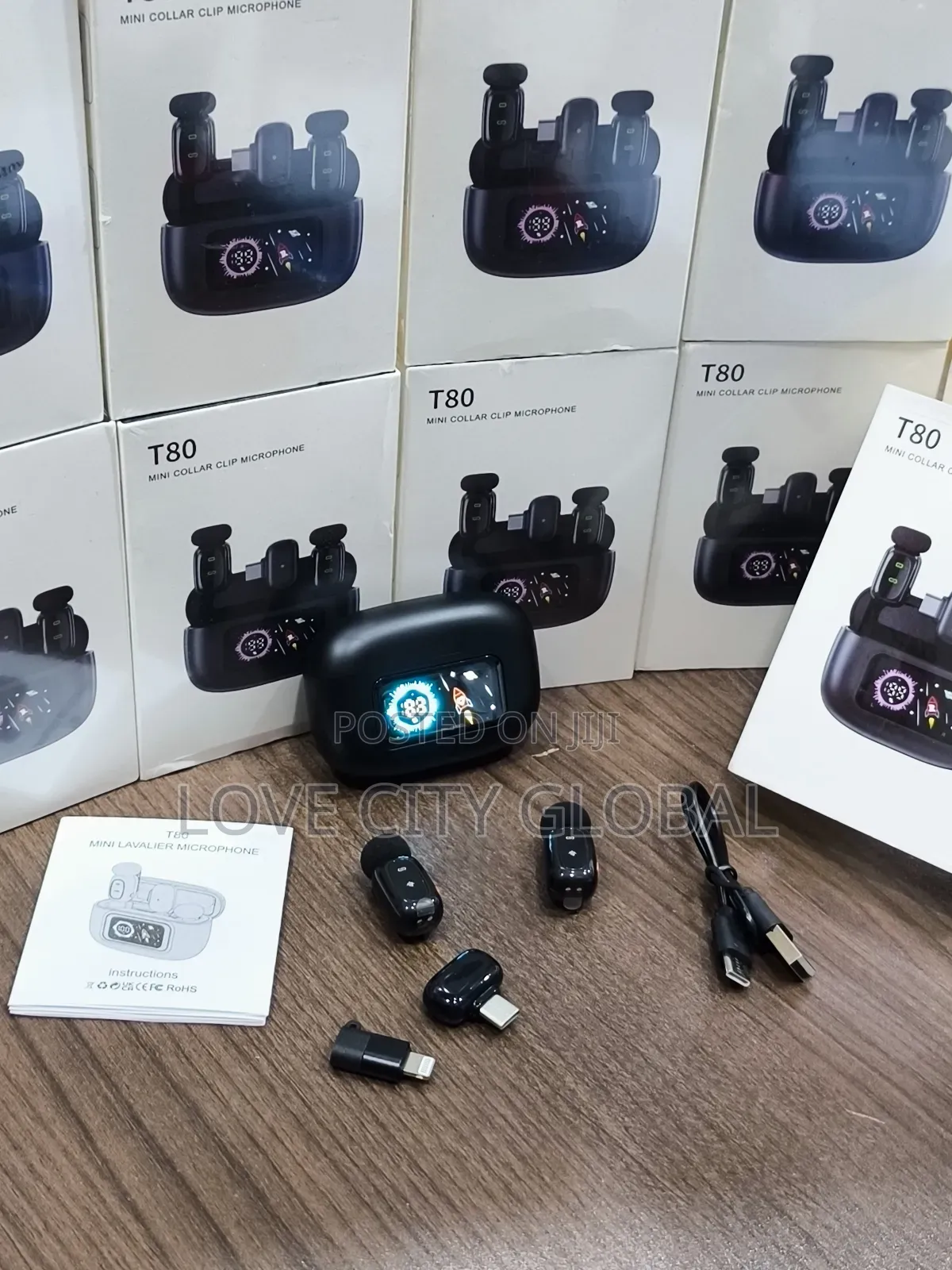 T80 Noise Cancellation Microphone Clip-on Buckle Mic Wit Charging Case