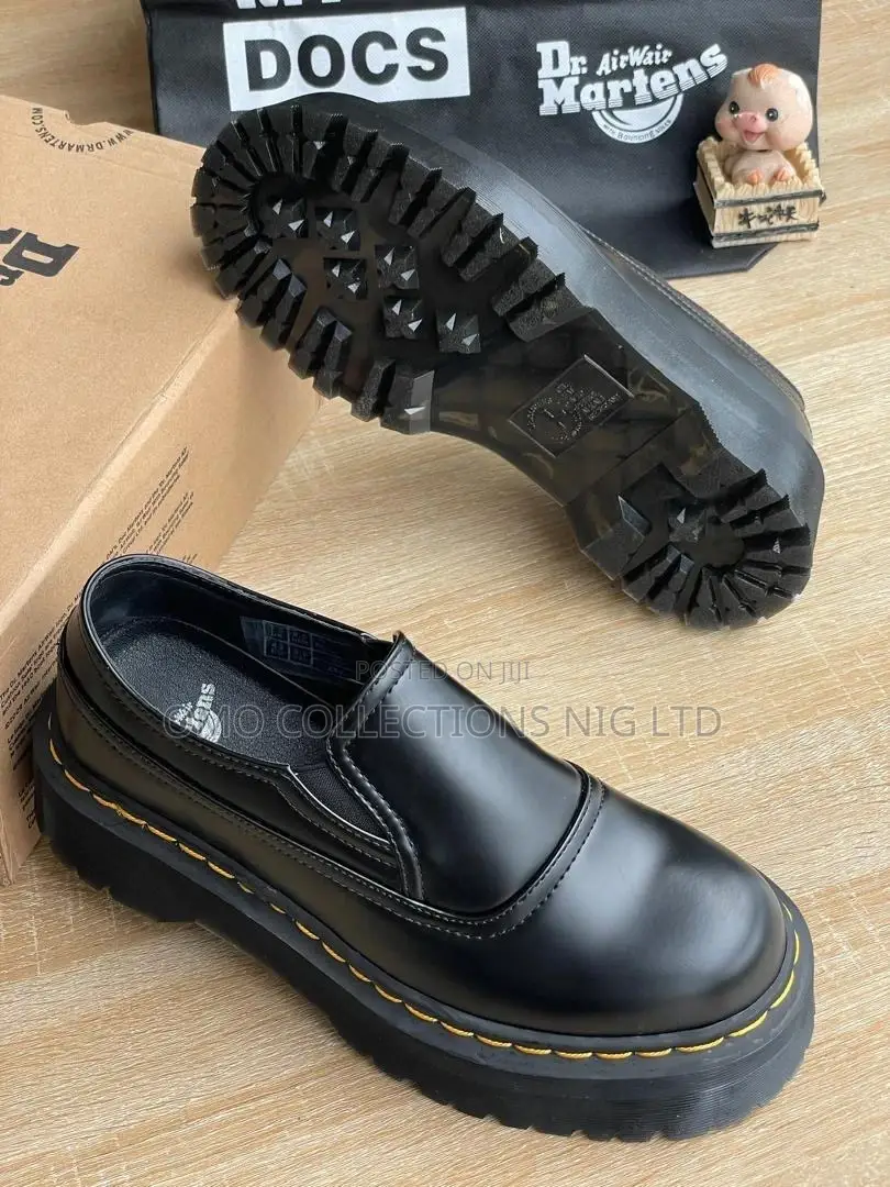 Dr. Martens Slip-on Black Leather Men Shoes – Fully Boxed