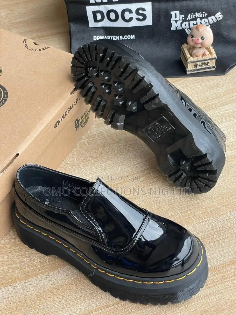 Dr. Martens Slip-on Black Leather Men Shoes – Fully Boxed