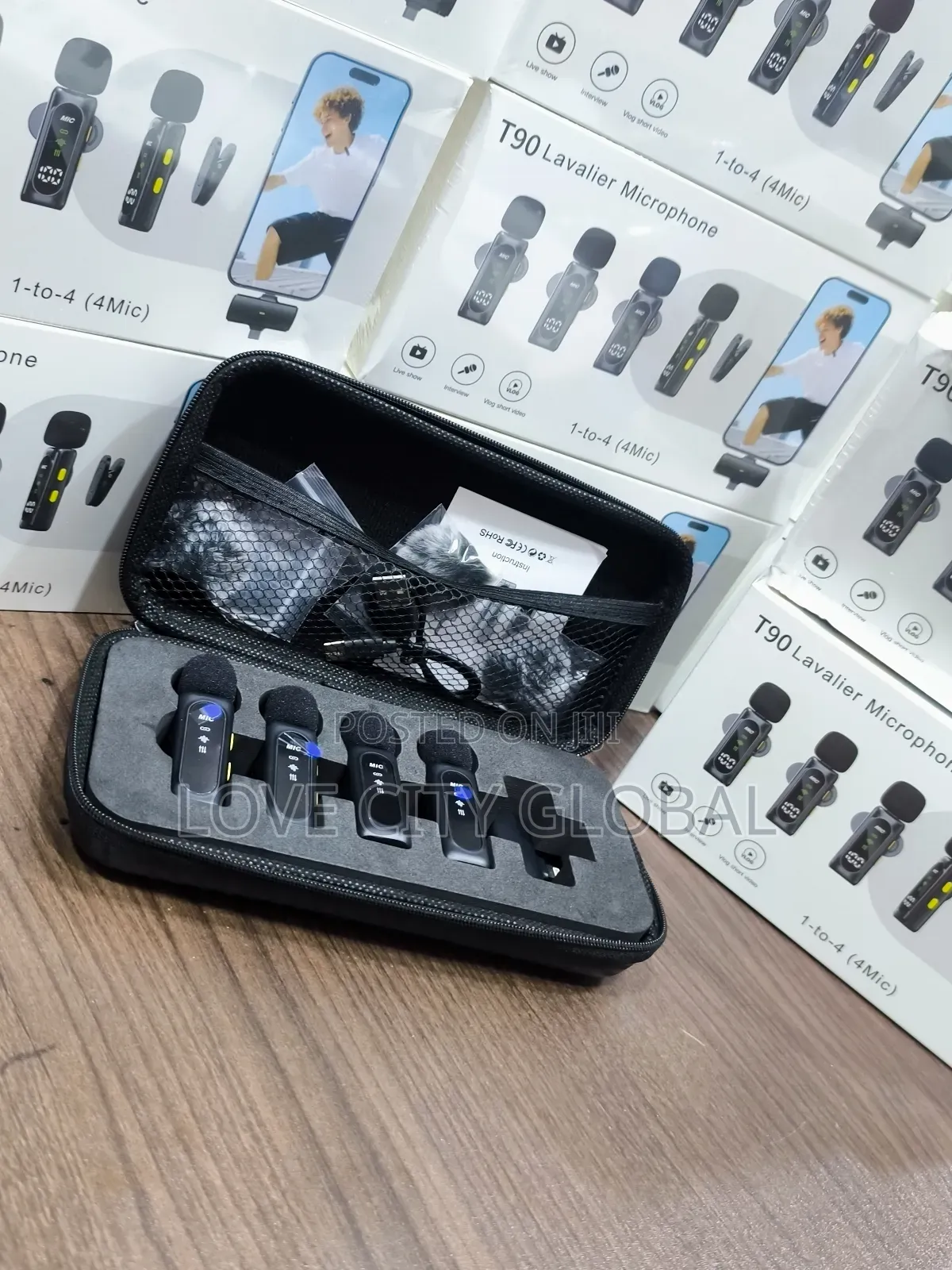 T90 4in1 Lapel Mic Anc Clip-on Magnetic Buckle Microphone Led Display