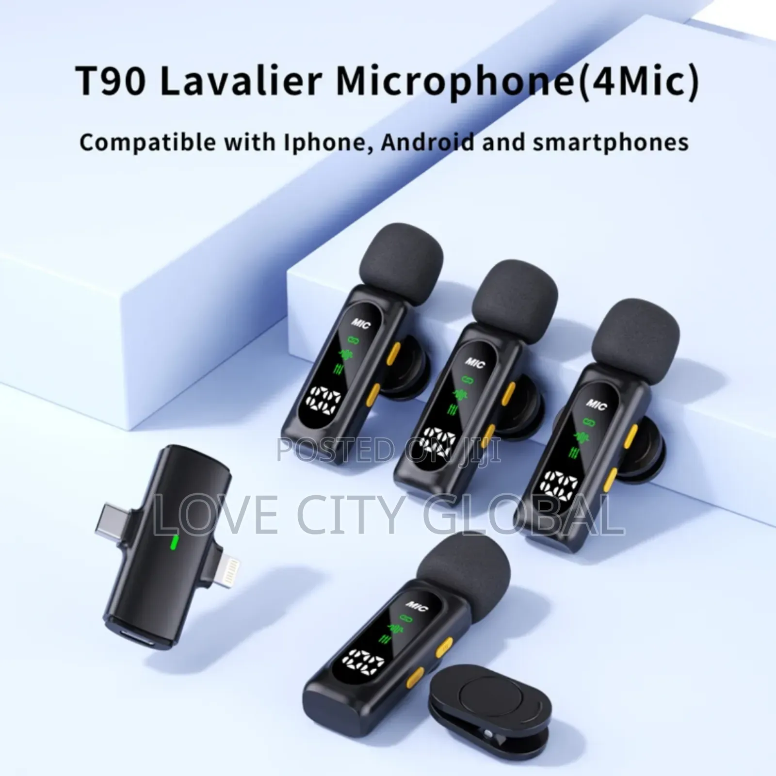 T90 4in1 Lapel Mic Anc Clip-on Magnetic Buckle Microphone Led Display