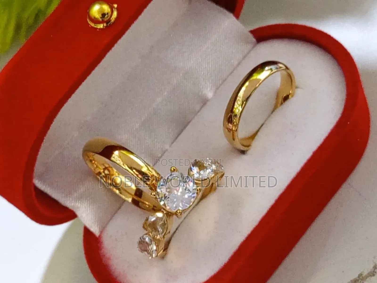 Gold Plated Steel Proposal/Wedding Rings Gl 67
