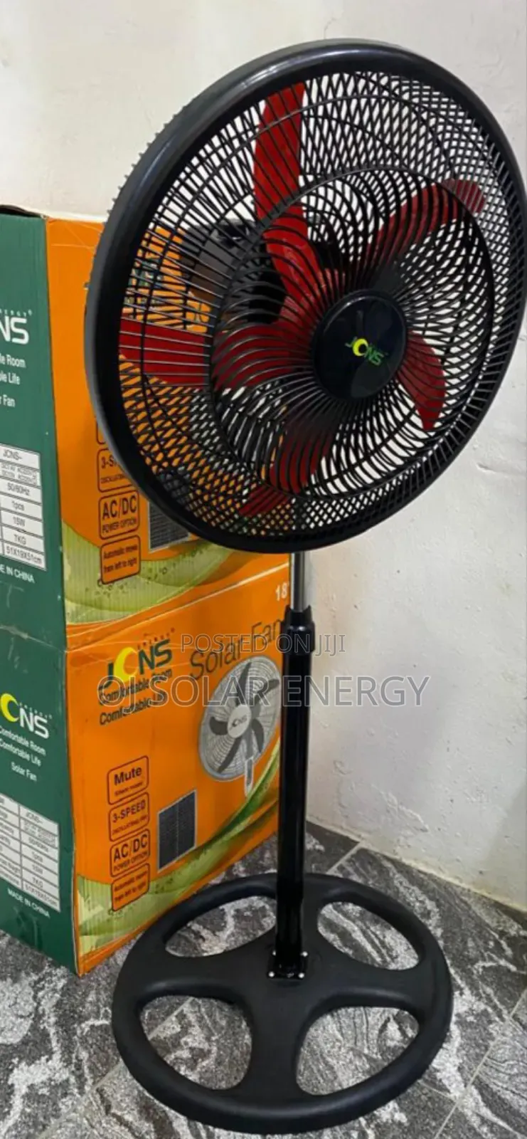 JCNS Solar Rechargeable 18-Inch Fan