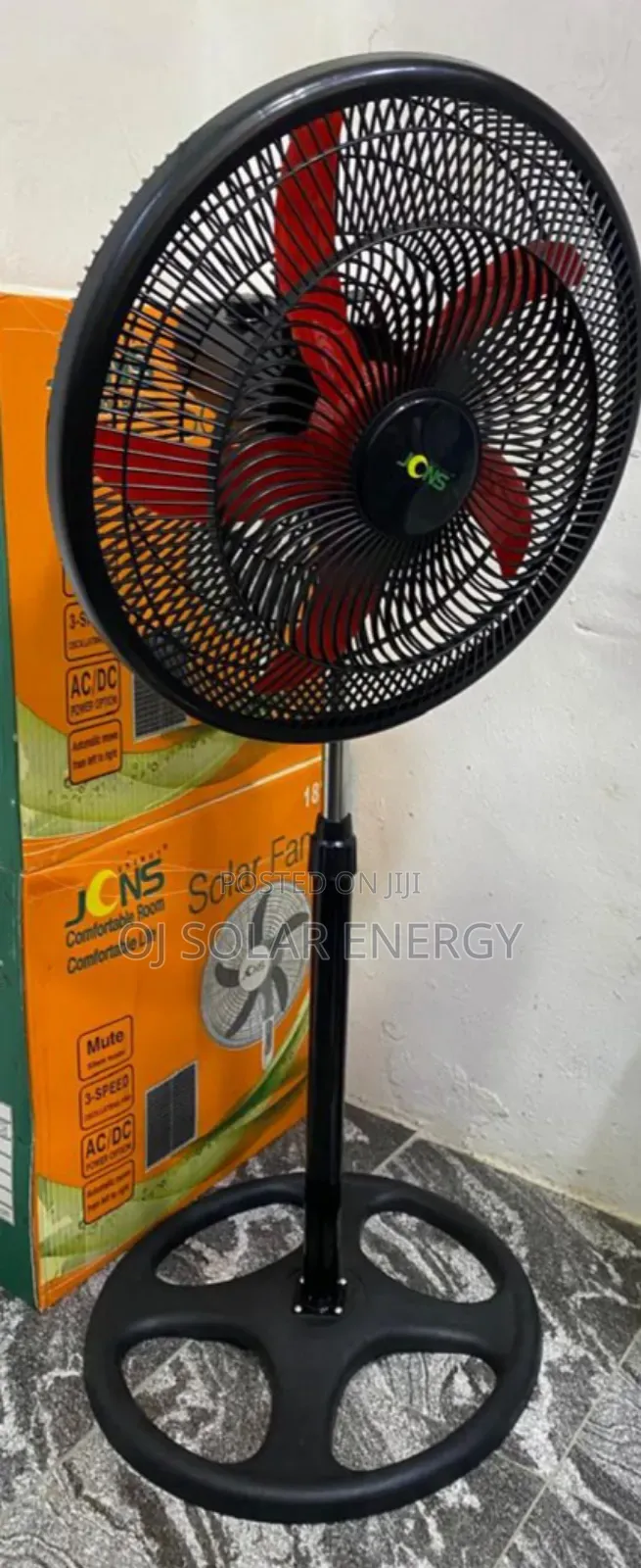 JCNS Solar Rechargeable 18-Inch Fan