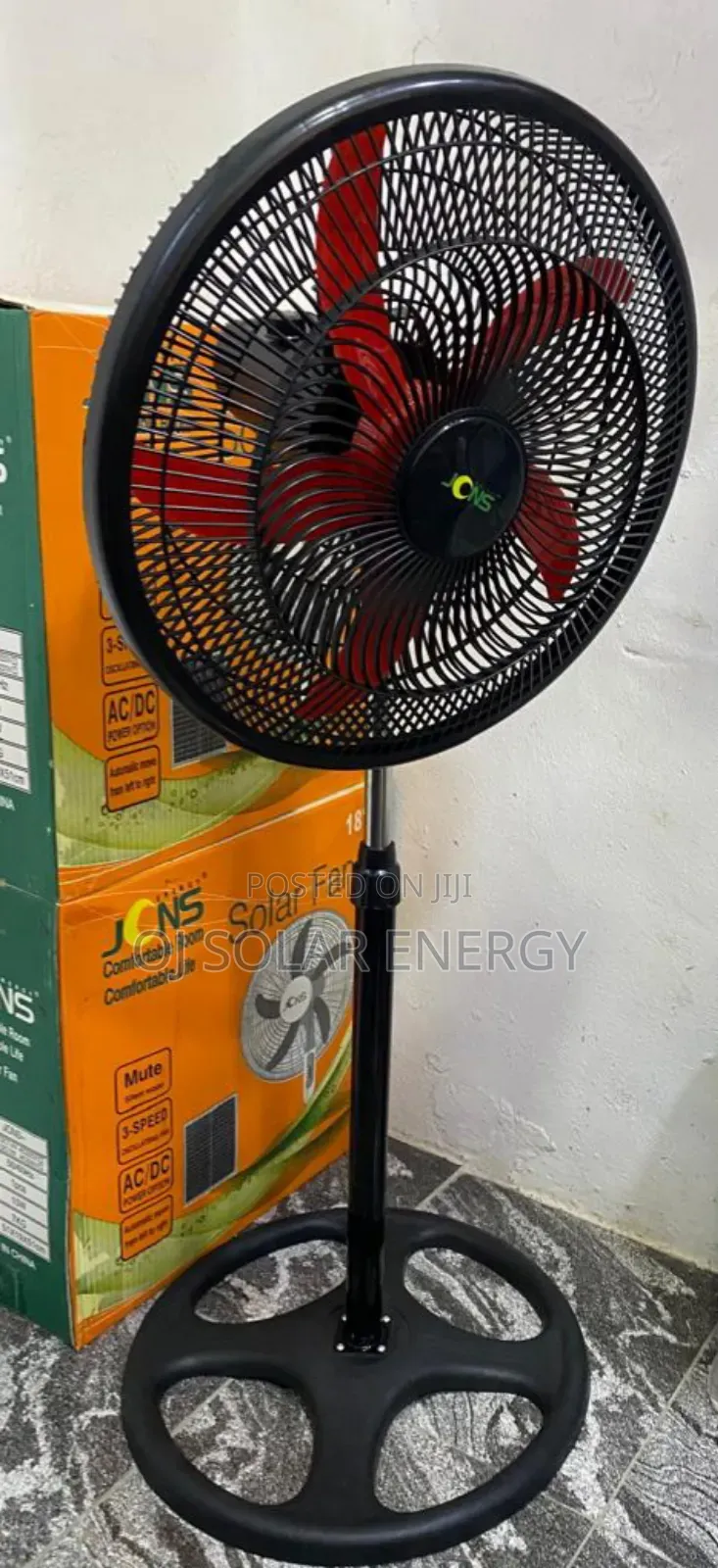 JCNS Solar Rechargeable Fan 18-Inch