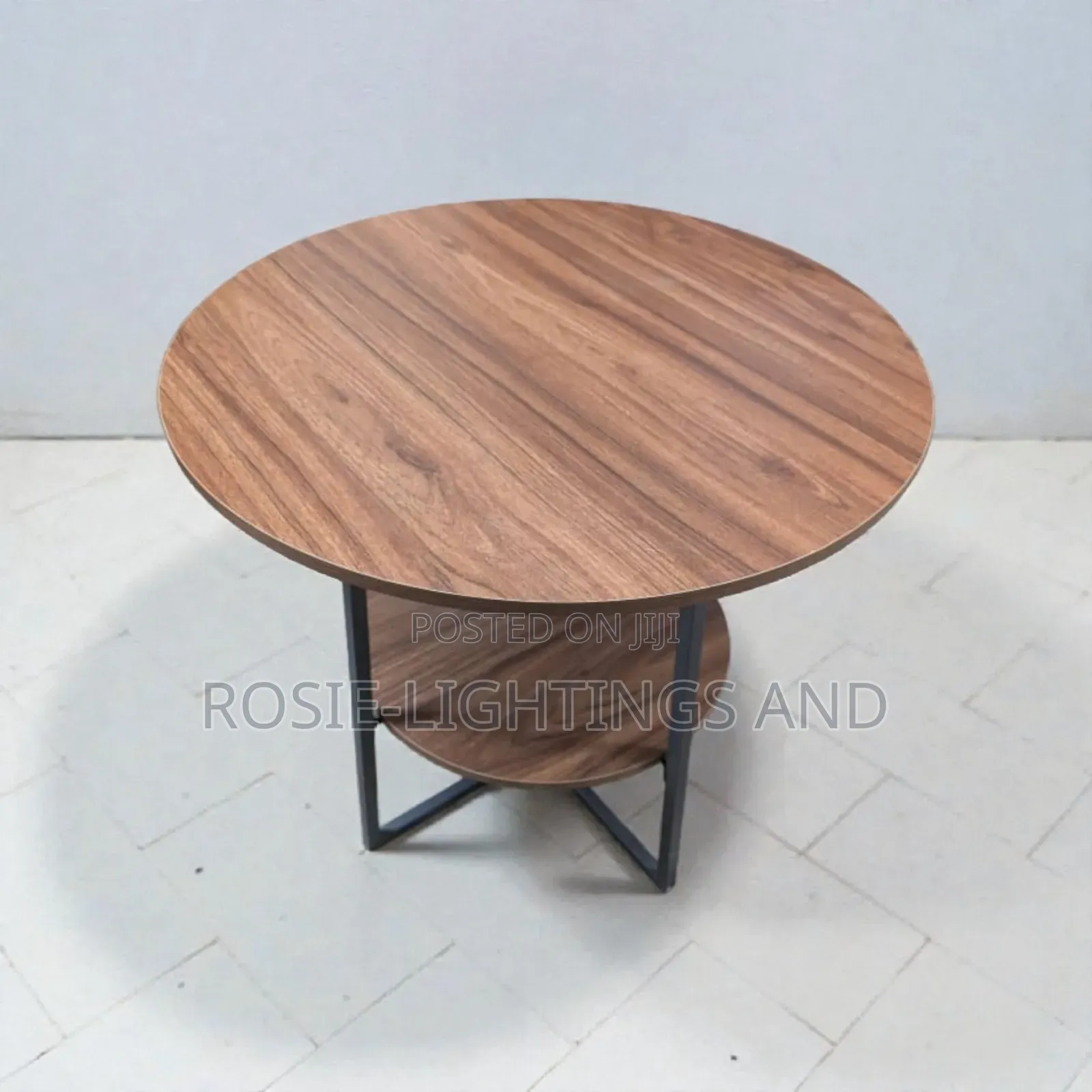 Round 60cm X 60cm MDF Wooden Center Table - Walnut Brown