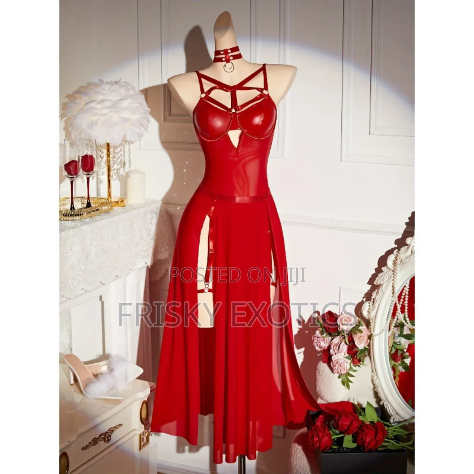 3pc Bodysuit Lingerie With Long Garter Skirt