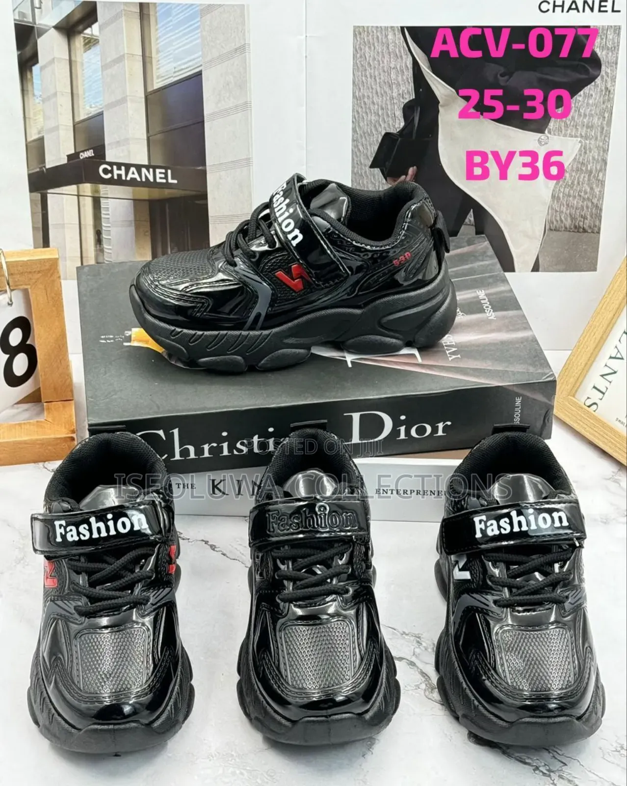 Children’S All-Black Athletic Shoes Size 25 to 36