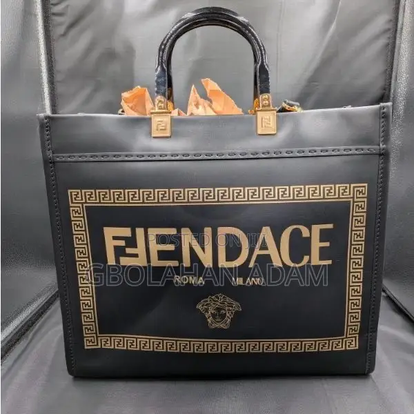 Authentic Fendi Versace Fendace Leather Sunshine Medium Tote Bag