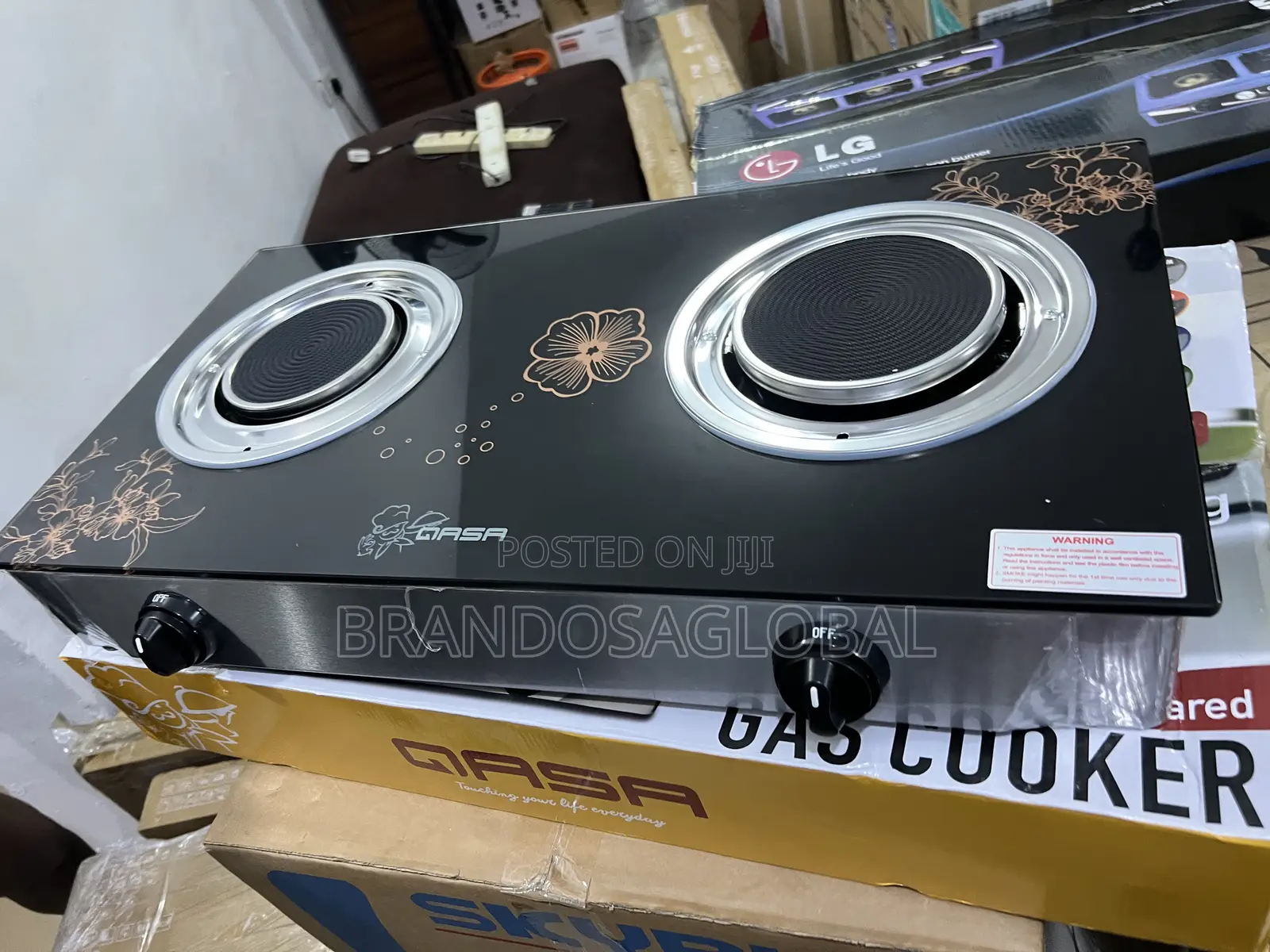 Qasa QGC-2bg Glass Top Cooker Fast Ignition Dual Infrared Plates