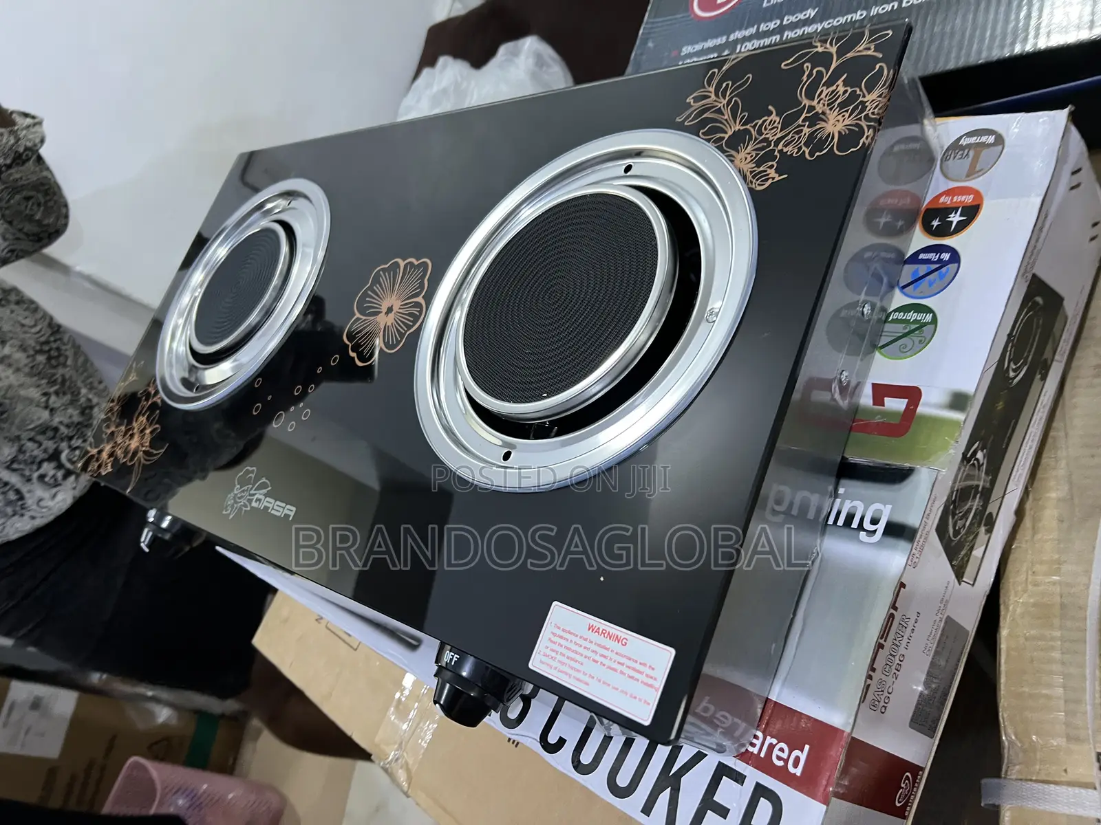 Qasa QGC-2bg Infrared Gas Cooker Smooth Glass Modern 2-Burner
