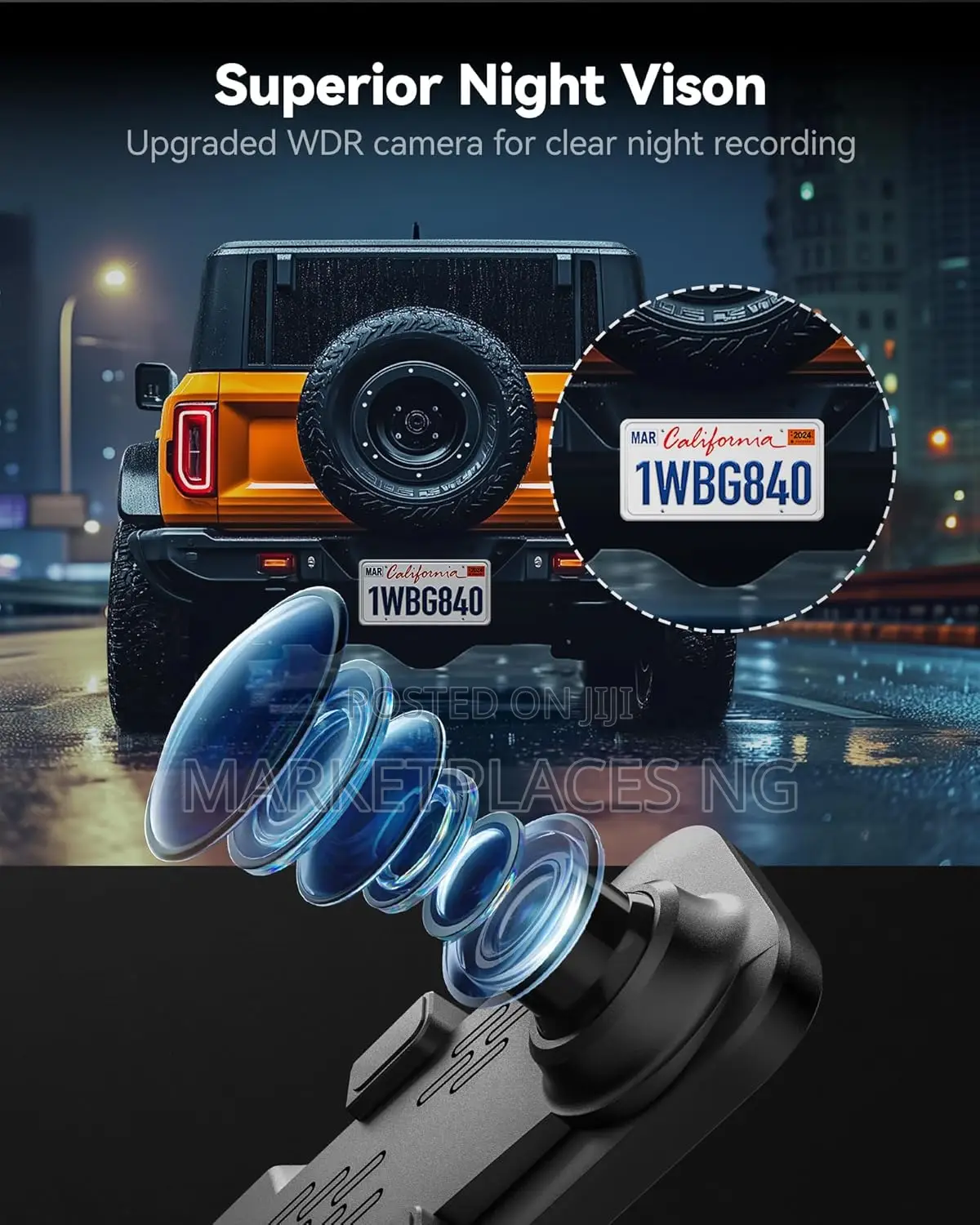 Wolfbox G840s Mirror Dash Cam With GPS Night Vision