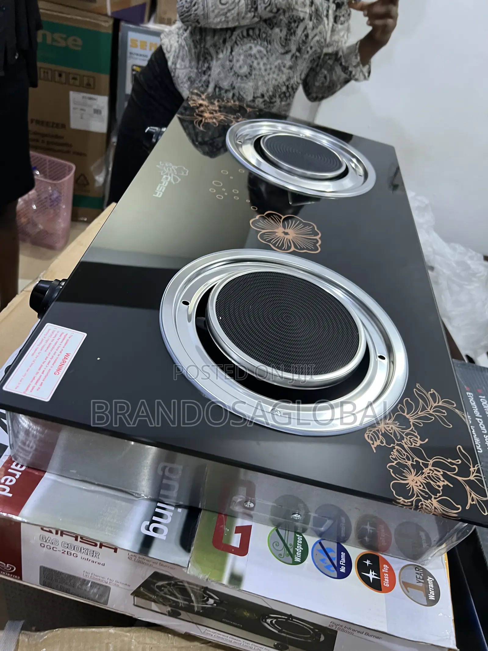 Qasa QGC-2bg Double Infrared Gas Cooker Quick Heat Clean Design