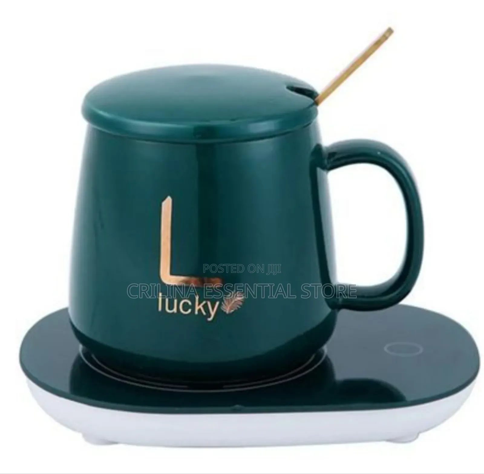 Coffee Cup With Automatic Heating Pad and Spoon