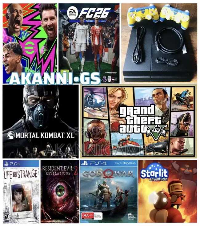Sony Playstation 4 ( Ps4 ) With 5 Games Plus 5 Kids GMS