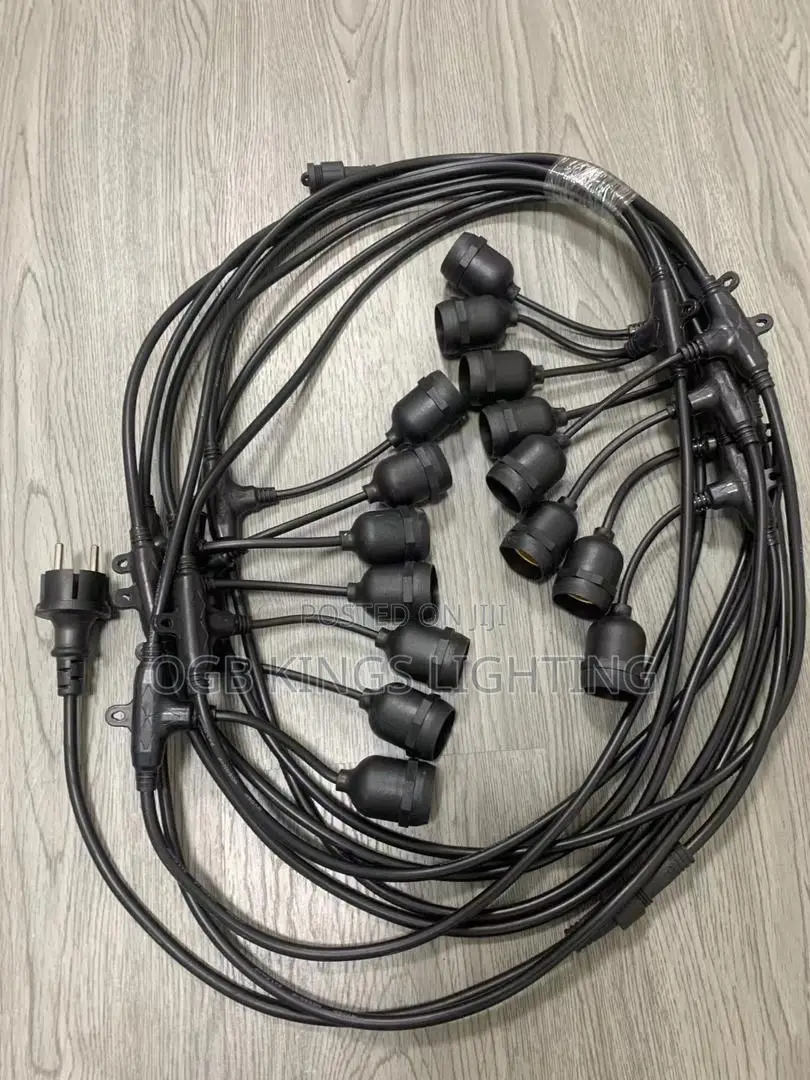 10m Led String Cable Commercial Grade Waterproof With E27 Sockets
