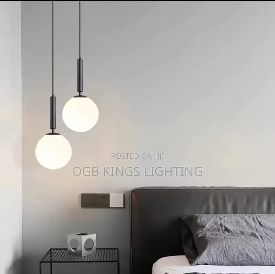 Bedroom Bedside Hanging Pendant Lamp Glass Ball Led Chandelier