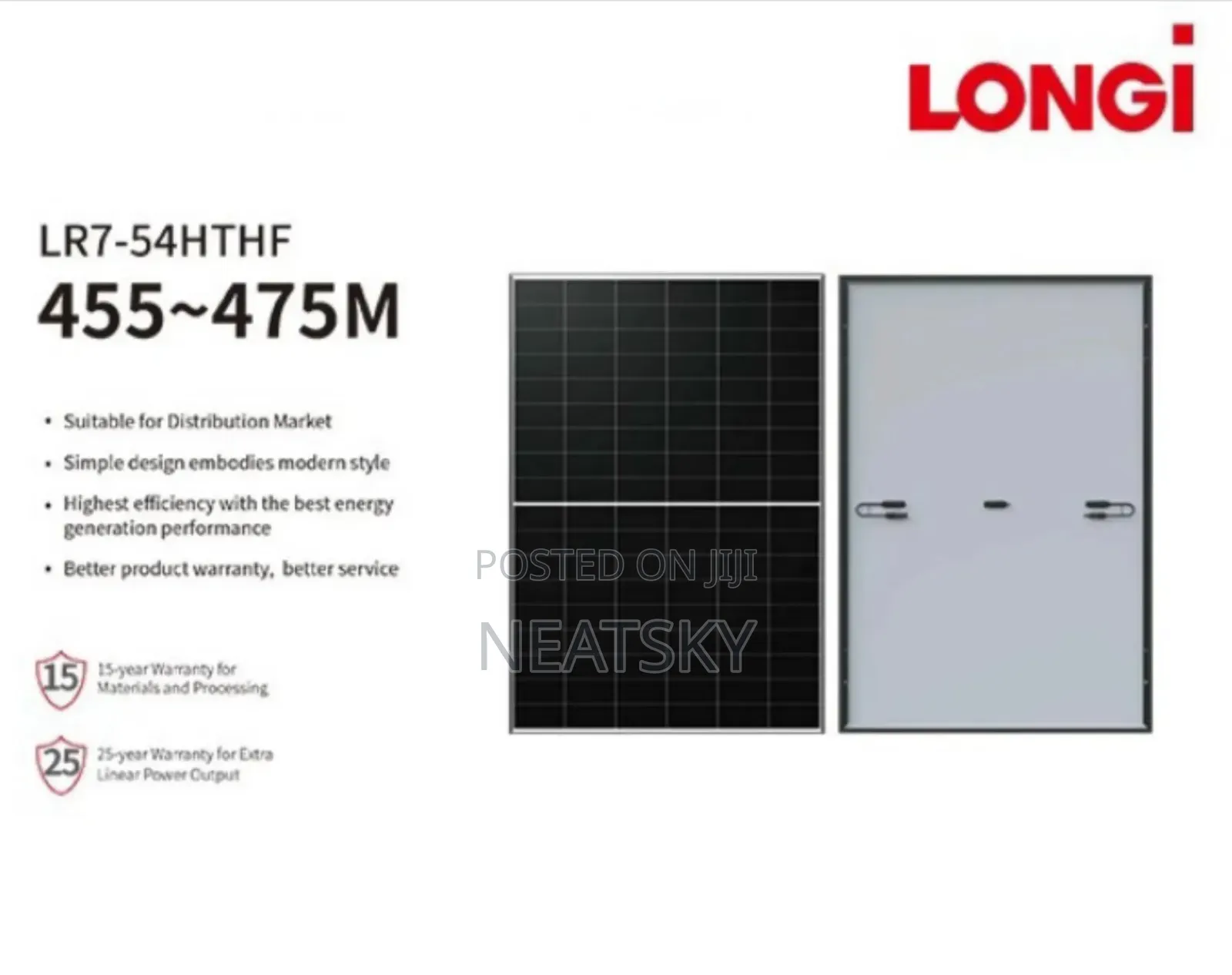 455w Longi Monofacial Solar Panel (Lr6-455m Monocrystalline)