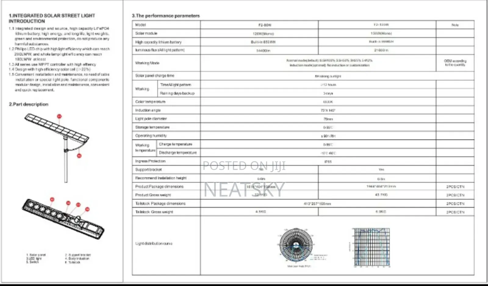 Fl-F2 All in One 120w Solar Street Light