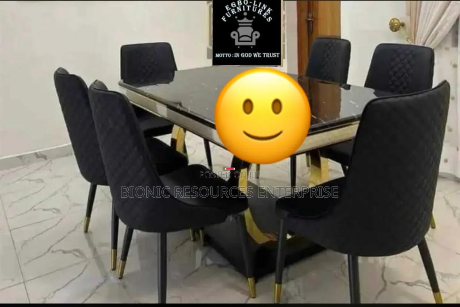Black Imported Dining Table Set With 6 Seaters