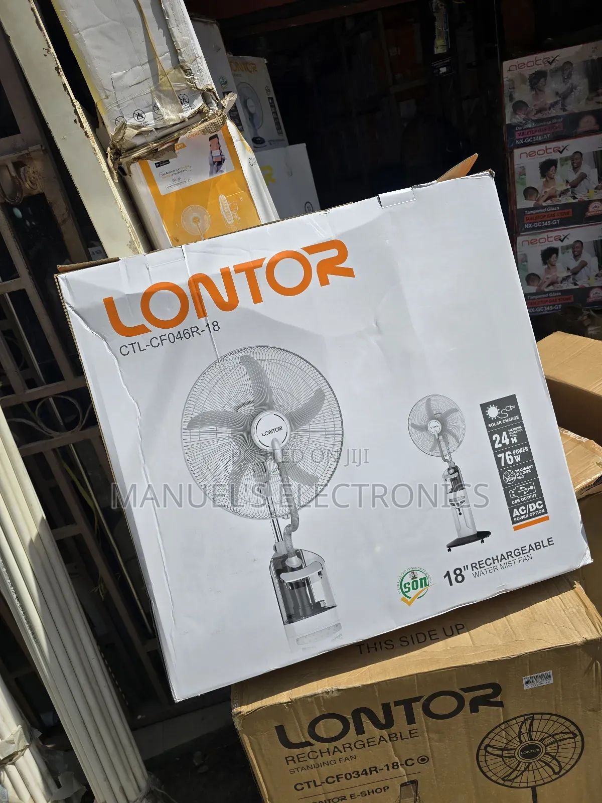 Original Lontor Rechargeable Standing Fan Water Mist 18inch